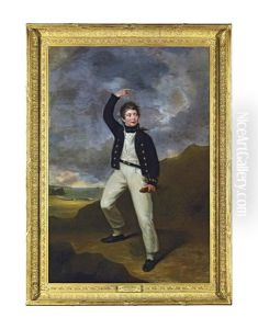 Portrait Of George James Perceval, Later 6th Earl Of Egmont (1794-1874), Full-length, In Naval Uniform, Standing On The Shore... by George Francis Joseph