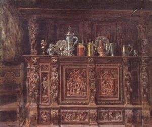 Interior Med Barockskap Och Silver Pokaler