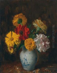 Blumenstraus In Einer Porzellanvase