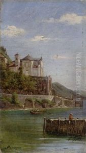 Veduta Del Santuario Madonna Della Punta A Maccagno by Carlo Jotti