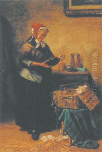Interieur Mit Alter Frau Und Korb - view 1