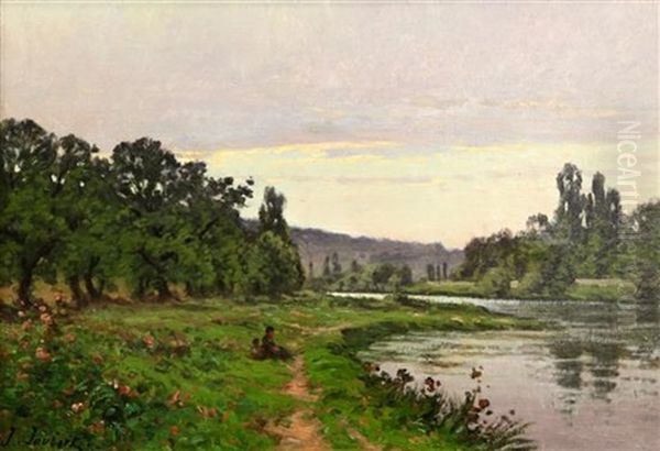River Landscape With Figures On The Bank - view 1