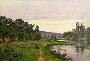 River Landscape With Figures On The Bank
