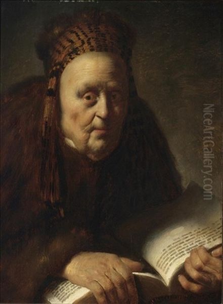 A Portrait Of An Old Woman Holding A Book - view 1