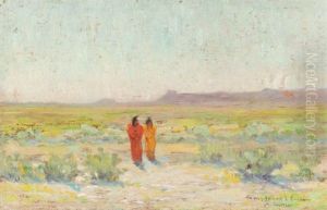 Two Figures In A Field by Amedee Joullin