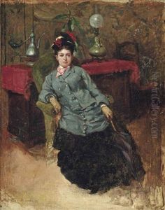 A Lady Seated In An Interior by Roger-Joseph Jourdain