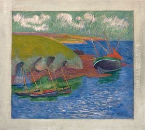 Sardiniers Sur Cote Rocheuse by Emile Jourdan