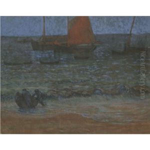 Marine Au Crepuscule (+ Pecheurs Et Bateau De Peche, Verso)
