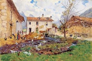 Am Bauernhof by Louis Marie Adrien Jourdeuil