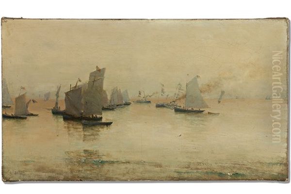 Blick Auf Marine Mit Segelbooten Und Dampfschiffen - view 1