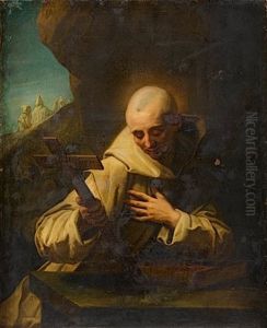 Saint Bruno Meditant Dans Une Caverne