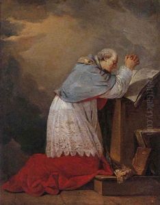 Saint Eveque En Priere by Jean-baptiste Jouvenet