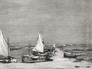 Boats On A Beach by Percy Hague Jowett