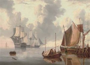 A Frigate And A Two-decker In A Calm