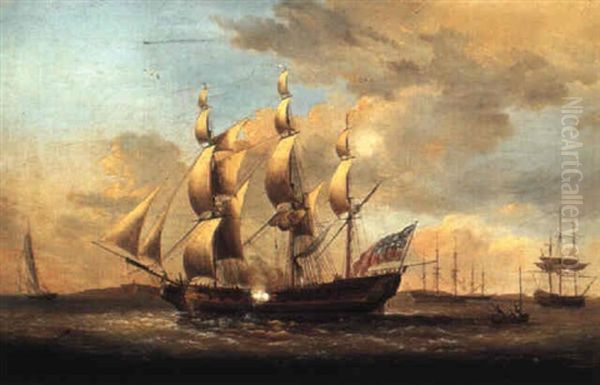 A British Man Of War In Choppy Seas - view 1