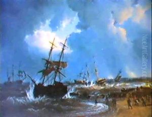 Vessels In Distress Being Aided By Captain Manby's Lifeline