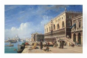 The Riva Degli Schiavoni With The Doge's Palace, The Piazzetta And Santa Maria Della Salute, Venice by Jules-Romain Joyant