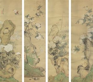 Flowers And Insects Of The Four Seasons (4 Works) by Ju Lian