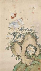 Peony And Butterflies by Ju Lian