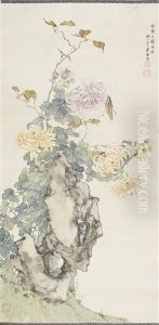 A Scroll Painting Of Chrysanthemums A Scroll Painting Of Chrysanthemums
