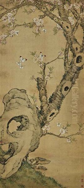 Peach Blossoms And Butterflies - view 1