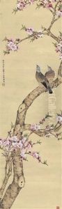 Turtledoves And Peach Blossoms by Ju Lian
