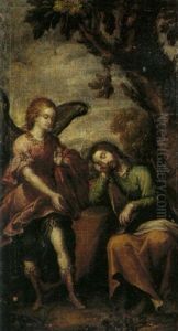 Jesus Visitado Por Un Angel by Nicolas Rodriguez Juarez