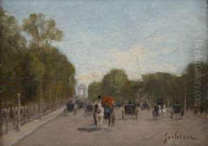 Promenade En Caleche A Paris by Antoine-Francois-Louis Jubien