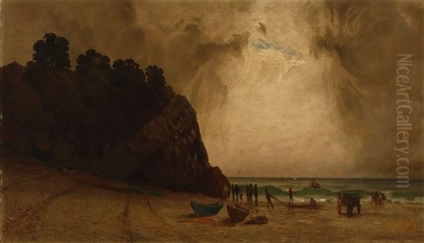 Figures And Boats On The California Coast - view 1