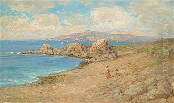 Sailboats Off A Coast (believed To Be Monterey Bay) - view 1