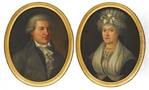 Ett Par Portratt Troligen Forestallande Den Danske Skeppsredaren Von Saebye Och Hans Hustru