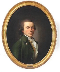 Portrait Of Edmund Bourke (1761-1821) Count And Diplomat In A Dark Green Coat, Yellow And Green Striped Waistcoat, White Stock And White Pleeted Shirt Frill