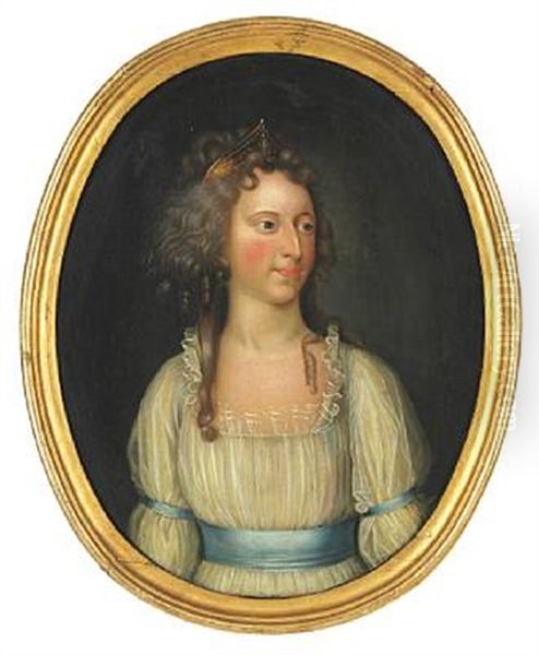 Portrait Of A Young Woman With Curly Hair In A White Dress - view 1