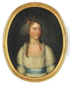 Portrait Of A Young Woman With Curly Hair In A White Dress