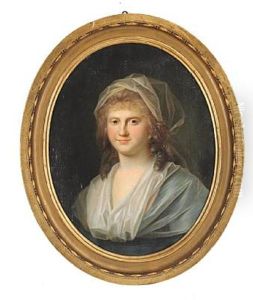 Portrait Of Ingeborg Kathrine Lange, Nee Wilsbech (1766-1840), In A Blue Dress. Married To General Ole Tonder Lange To Oxholm, Bratskov And Kastrupgaard