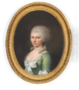 A Pair Of Portraits. Jean De Coninck (b. Hague-d. Copenhagen 1807) In A Dark Suit, And His Wife Christine De Coninck, Nee Reversen (1756-1789), In A Green Dress With White Bows, Her Hair Up And Ringlets (pair) A Pair Of Portraits. Jean De Coninck (b. Hague-d. Copenhagen 1807) In A Dark Suit, And His Wife Christine De Coninck, Nee Reversen (1756-1789), In A Green Dress With White Bows, Her Hair Up And Ringlets (pair)