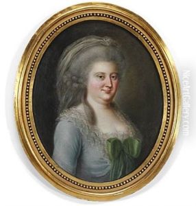 Portrait Of A Woman In A Blue Dress With A Green Bow