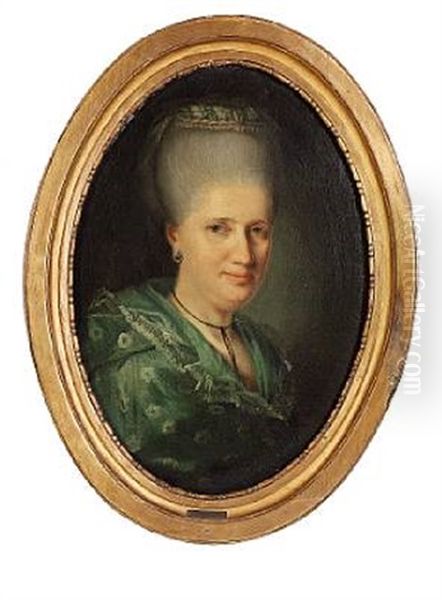 Portrait Of Johanne Maria Mylius, Nee Heitmann (1744-1773) With A High Hairdo And A Black Lace Around Her Neck - view 1