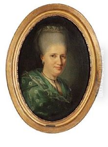 Portrait Of Johanne Maria Mylius, Nee Heitmann (1744-1773) With A High Hairdo And A Black Lace Around Her Neck