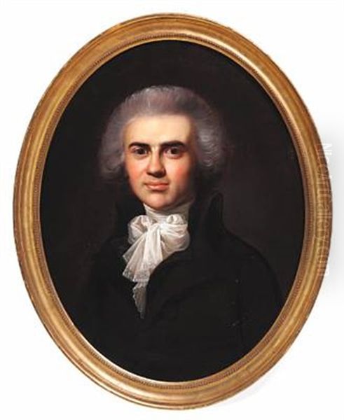 Portrait Of Dr. Jean Monod (b. Geneva ) In A Dark Brown Coat, Black Vest And White Stock Around His Neck - view 1