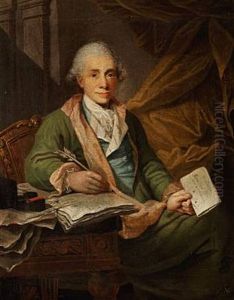 Portrait Of Batholomaeus Hansteen, Customs Officer In Kerteminde, Sitting At A Table Holding A Letter And A Quill (collab. W/workshop)