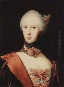 Portrait Of A Lady In A Black And Pink Cape With Pink And White Bows