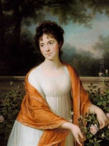 Portraet Af Charlotte Bartholin Eichel I En Rosehave