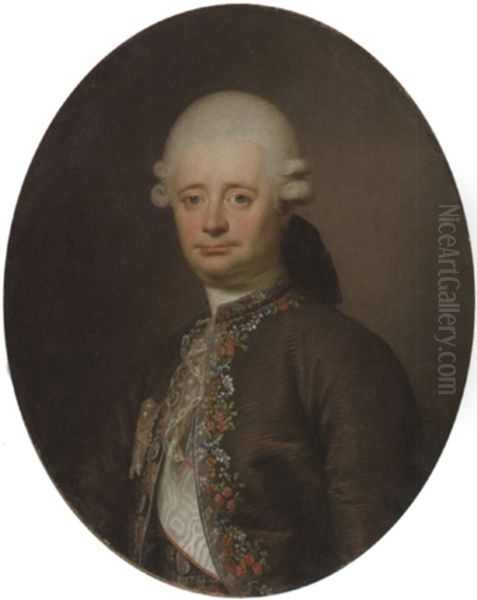Portrait Of Baron Otto Blome, In A Brown Jacket Embroidered With Flowers, With The Badge Of An Order - view 1