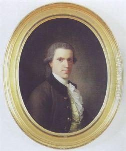 Portraet Af En Ung Mand Med Stribet Vest Og Skjorte Med Kalvekros by Jens Juel