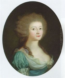 Portrait Of Queen Caroline Mathilde Of Denmark In A Blue Dress With A Lace Collar
