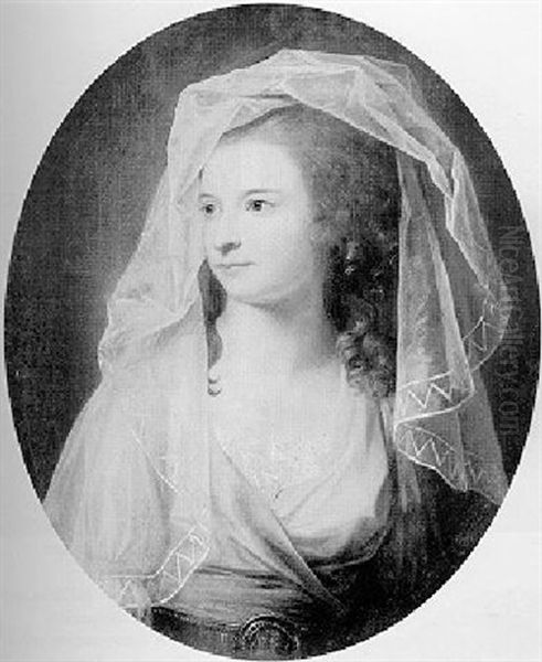 Portrait Of Maria Elena Kortright Wearing White Chiffon Veil - view 1