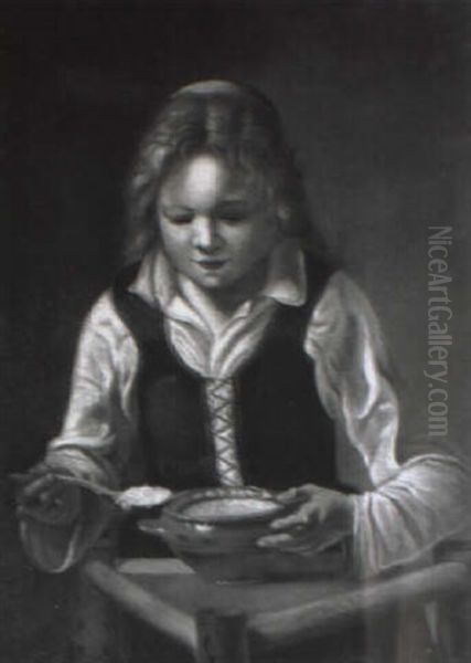A Girl Eating From A Bowl At A Table - view 1