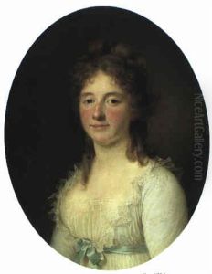 Portraet Af Christiane Frederica Von Moller, F. Frisch (oval) by Jens Juel