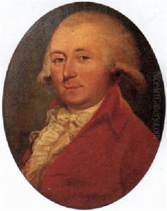 A Portrait Of A Gentleman, Bust Length, Wearing A Red Coat  With Lace Shirt